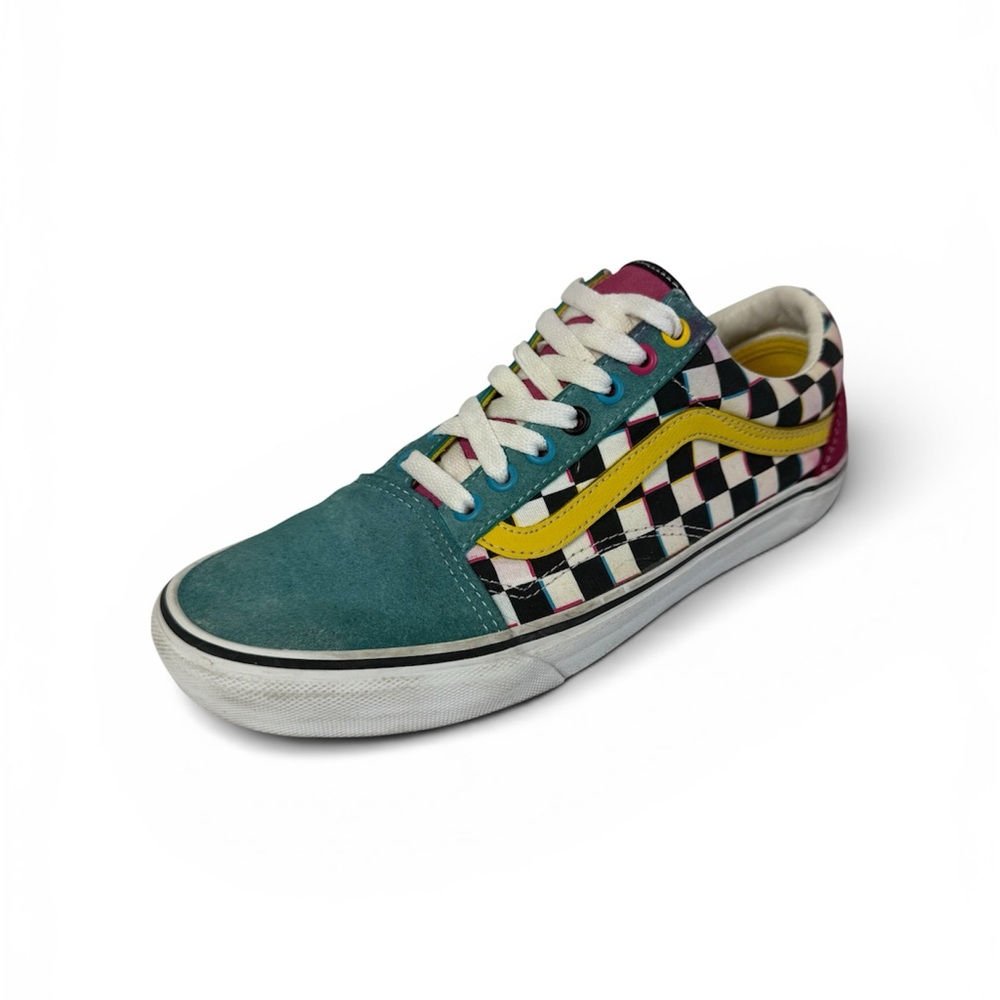 Vans Old Skool Crazy Checks Multi-Color Suede Sneakers Men 8.5 Women 10